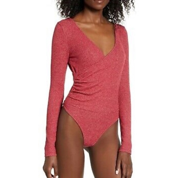 NWT BP Cozy Ribbed Wrap Long Sleeve Bodysuit - Picture 1 of 8